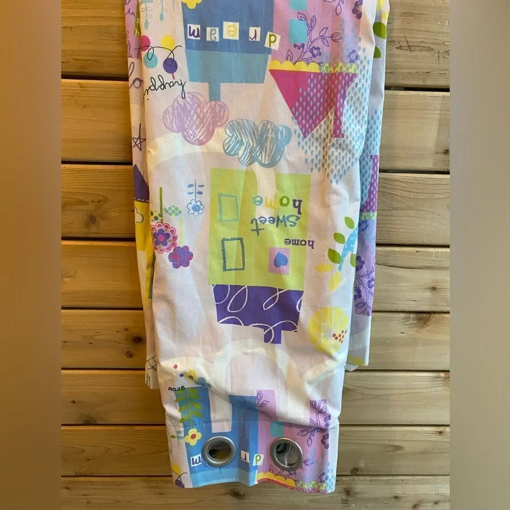 Simple Adorable Girls Pastel Home Sweet Home House design Curtain Set